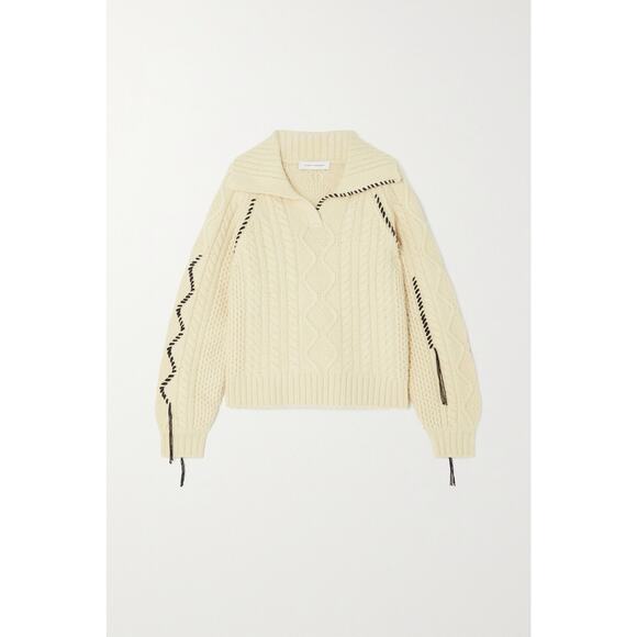 Ninety Percent Net Sustain Tan Cotton Eve Whipstitched Cable-Knit Organic - Picture 1 of 5